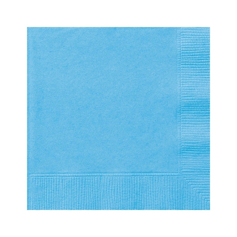 Light Blue Small Beverage Napkins, 20 Count