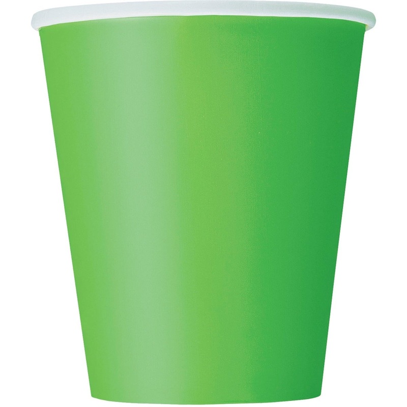 Lime Green Paper Cups, 9 Oz, 8 Count