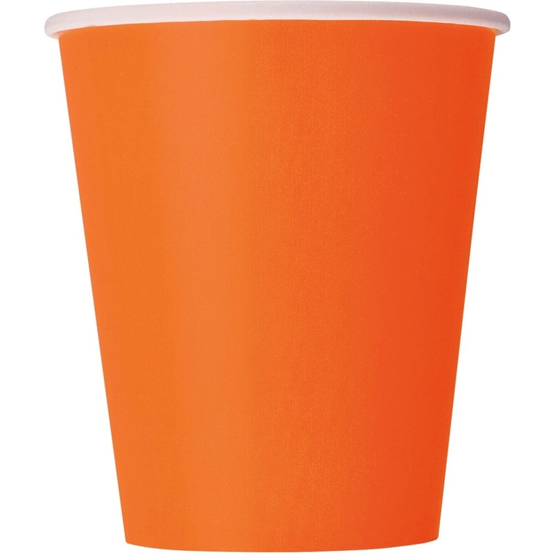 Pumpkin Orange Paper Cups, 9 Oz, 8 Count