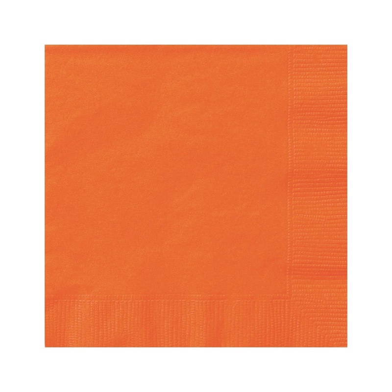 Pumpkin Orange Small Beverage Napkins, 20 Count