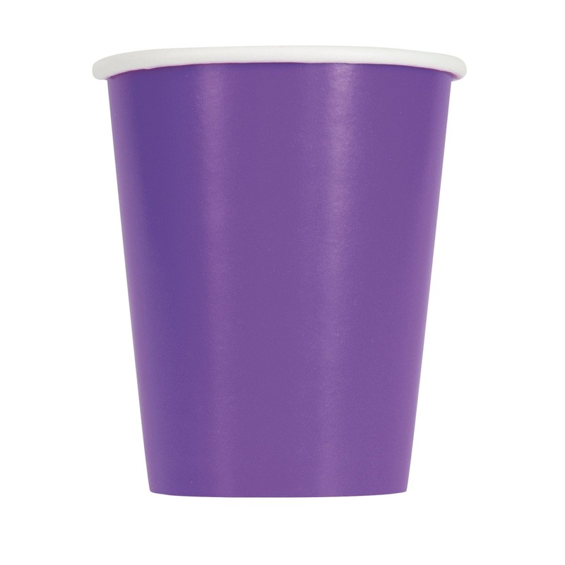 Purple Paper Cups, 9 Oz, 8 Count