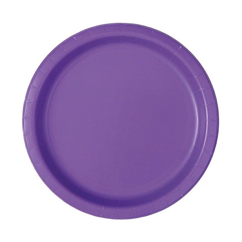 Purple Small Round Dessert Paper Plates, 7 Inches, 8 Count