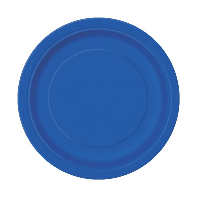Royal Blue Small Round Dessert Paper Plates, 7 Inches, 8 Count