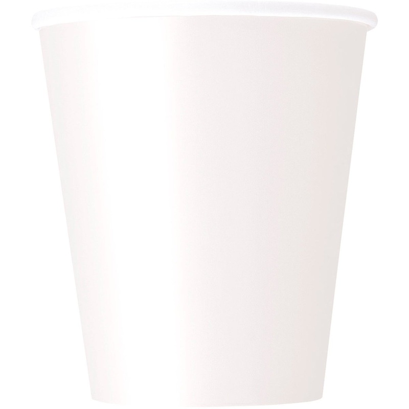 White Paper Cups, 9 Oz, 8 Count