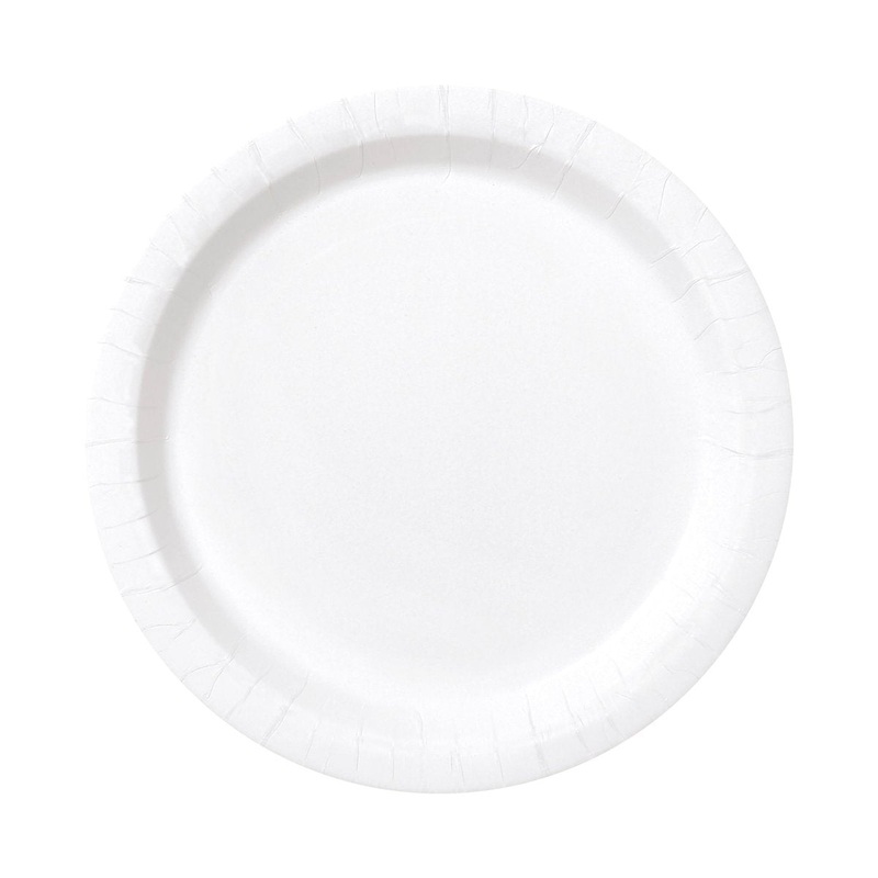 White Small Round Dessert Paper Plates, 7 Inches, 8 Count