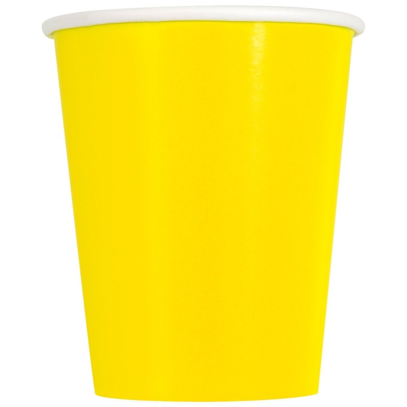 Yellow Paper Cups, 9 Oz, 8 Count