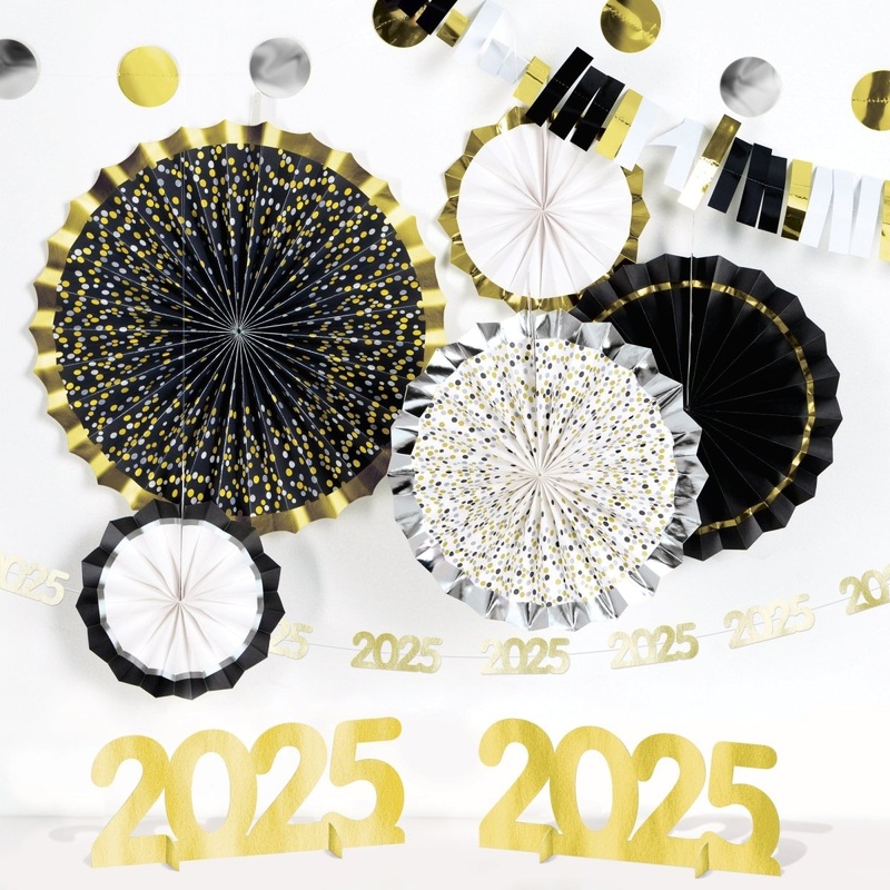 2025 New Year's Eve Paper Decoration Kit, 8 Count