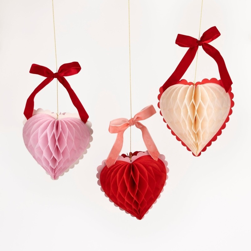 Love Sweet Love Heart Shaped Honeycomb Hanging Decorations, 8 Count