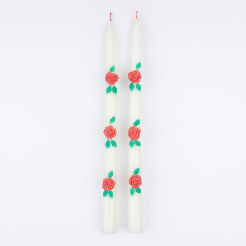 Love Sweet Love Rose Taper Candles, 2 Count