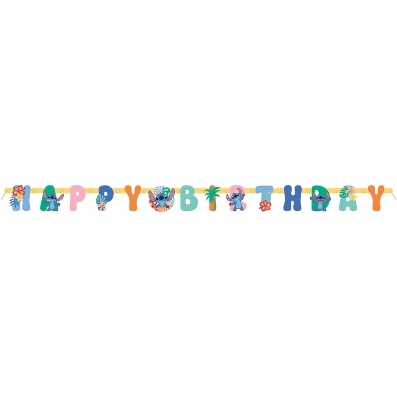 Stitch Happy Birthday Jointed Banner, Disney, 72 Inches, 1 Count