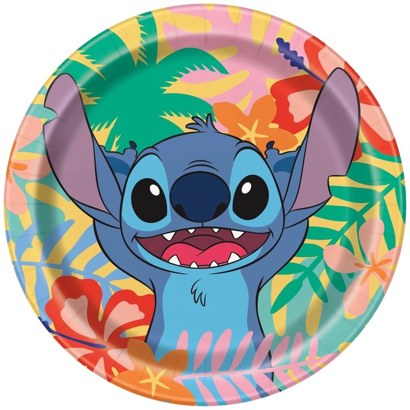 Stitch Small Round Dessert Paper Plates, Disney, 7 Inches, 8 Count