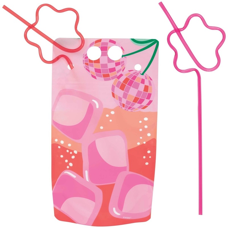 Summer Disco Drink Pouches with Straws, 14 Oz, 4 Count