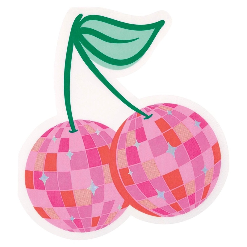 Summer Disco Large Cherry Shaped Lunch Napkins, 16 Count