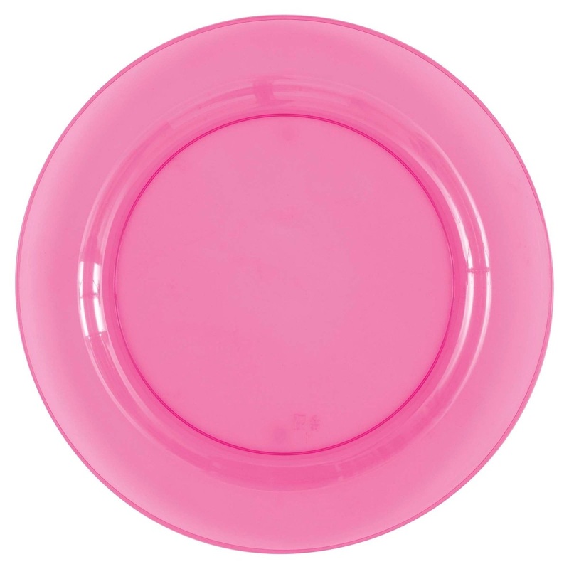 Summer Disco Large Round Pink Plastic Plate, 10 Inches, 4 Count