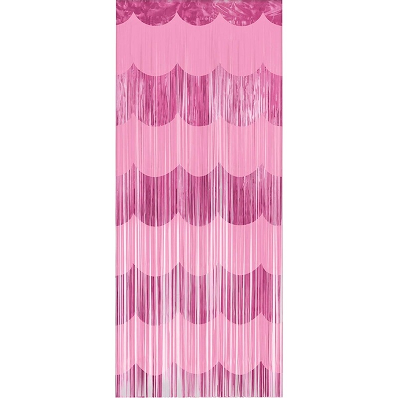 Summer Disco Pink Scallop Fringe Curtain, 39 x 78 Inches, 1 Count