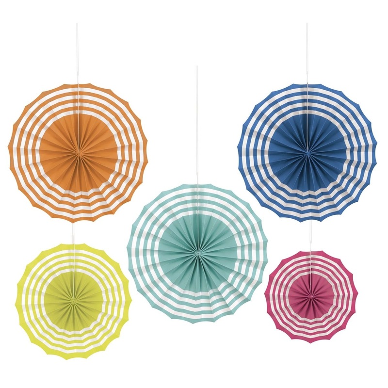 Summer Fun Paper Fan Decoration Kit, 5 Count