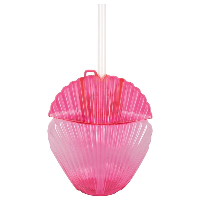 Summer Fun Pink Seashell Shaped Cup with Straw, 1 Count