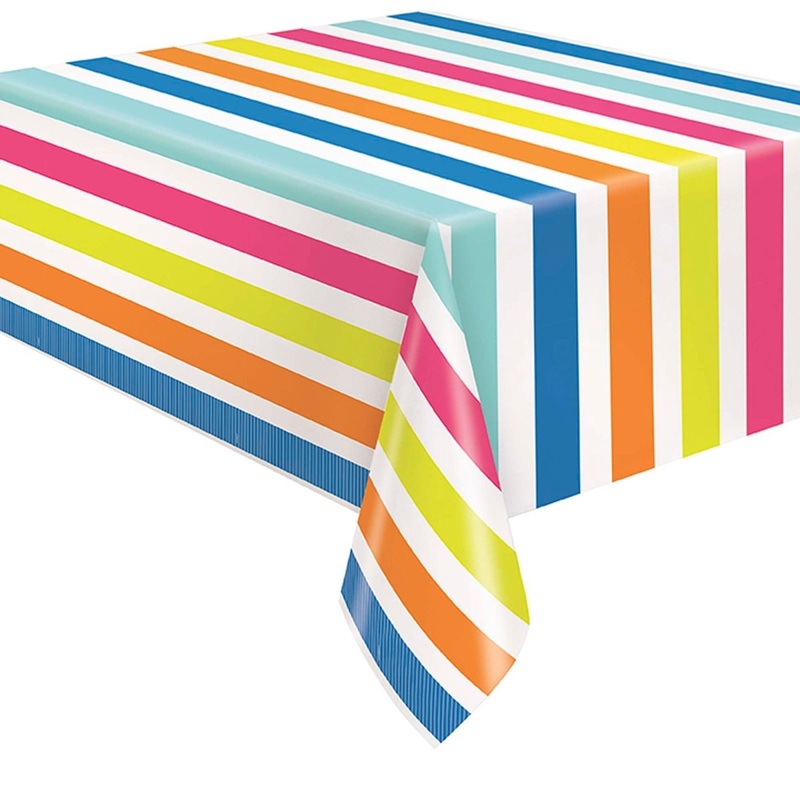 Summer Fun Rectangular Plastic Table Cover, 54 x 84 Inches, 1 Count