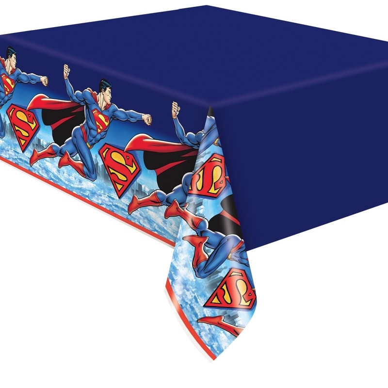 Superman Birthday Rectangular Plastic Table Cover, 54 x 84 Inches, 1 Count