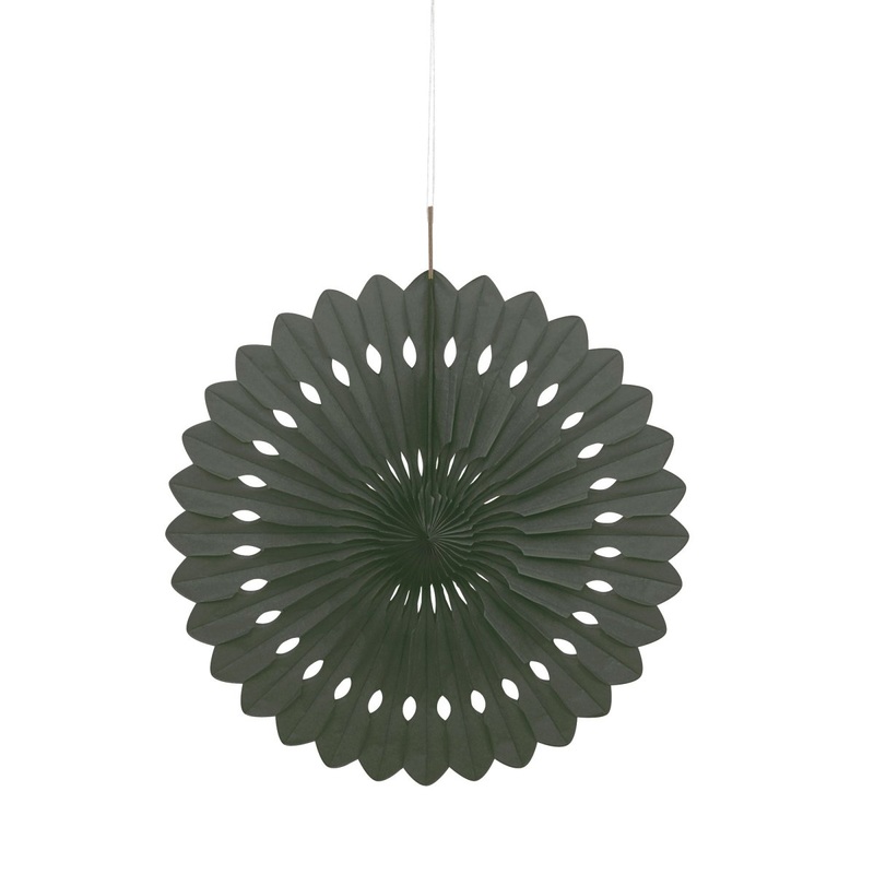 Black Decorative Paper Fan, 16 Inches, 1 Count