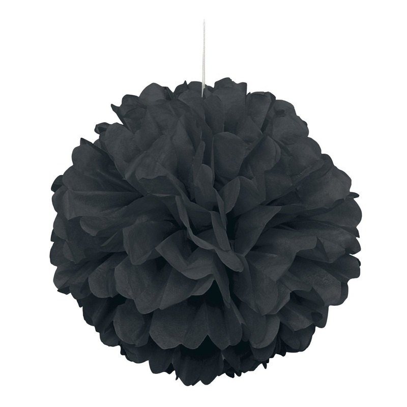 Black Puff Hanging Decoration, 16 Inches, 1 Count