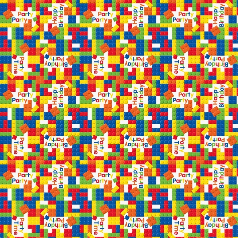 Building Blocks Birthday Gift Wrap Roll, 30 x 60 Inches, 1 Count