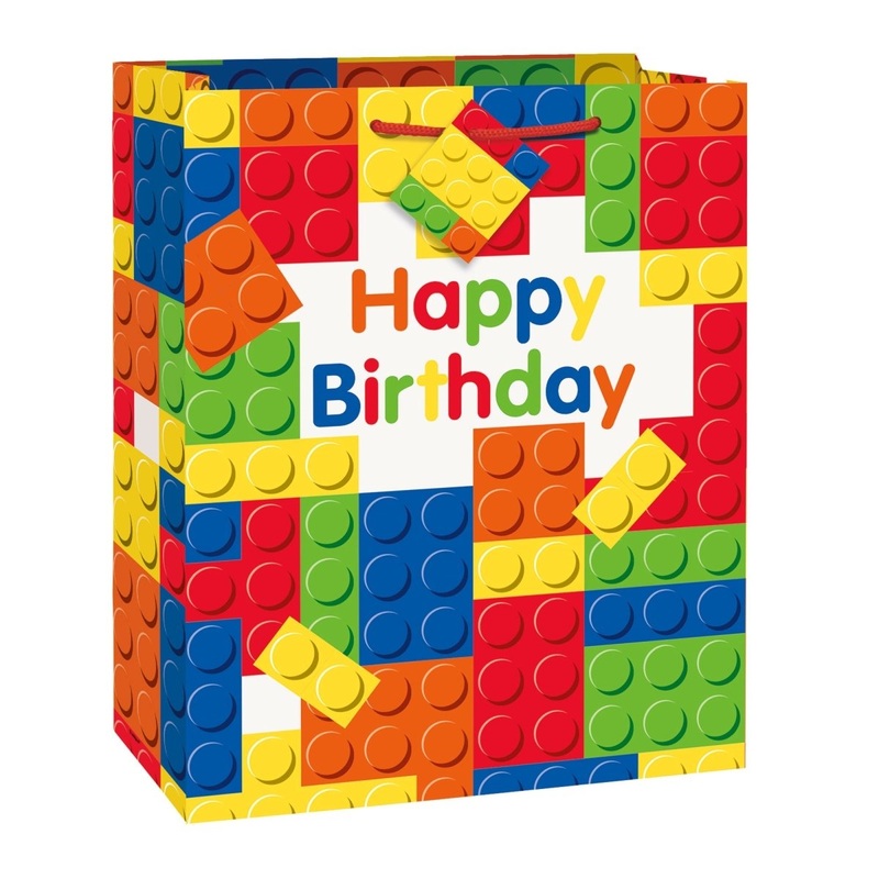 Building Blocks Birthday Large Gift Bag, 1 Count