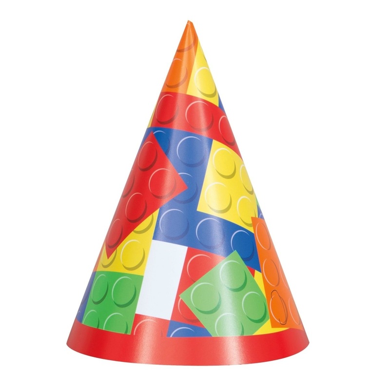 Building Blocks Birthday Party Paper Hats, 8 Count