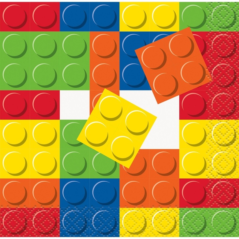 Building Blocks Birthday Small Beverage Napkins, 16 Count