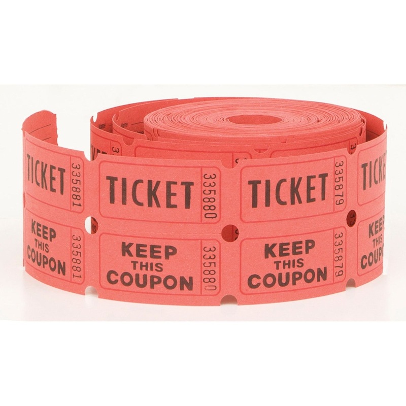 Double Ticket Roll, Red, 500 Count