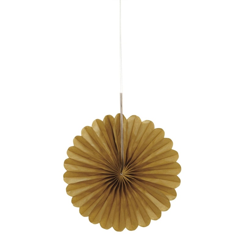 Gold Decorative Paper Fans, 6 Inches, 3 Count