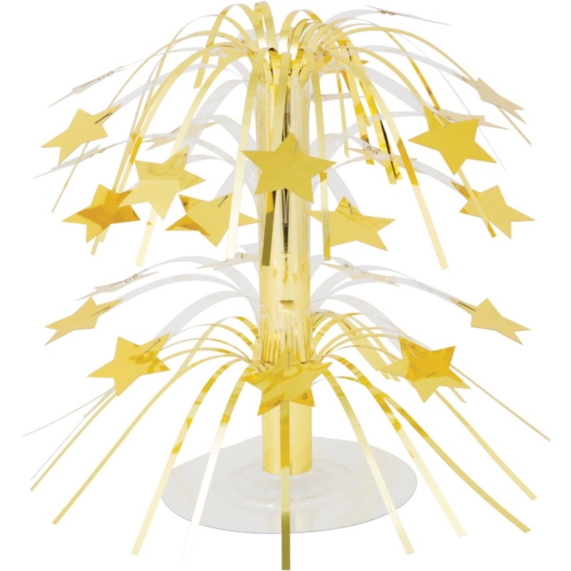 Gold Mini Cascade Table Centerpiece with Stars, 8.5 Inches, 1 Count