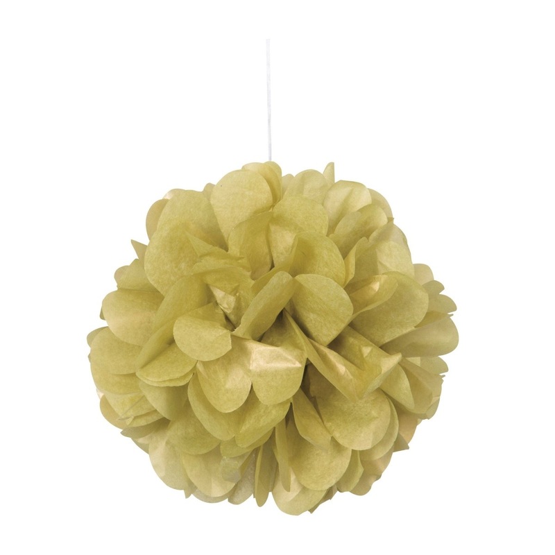 Gold Mini Puff Hanging Decorations, 9 Inches, 3 Count
