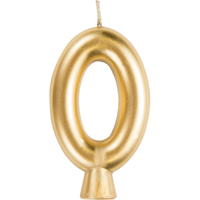 Golden Number 0 Birthday Candle, 1 Count