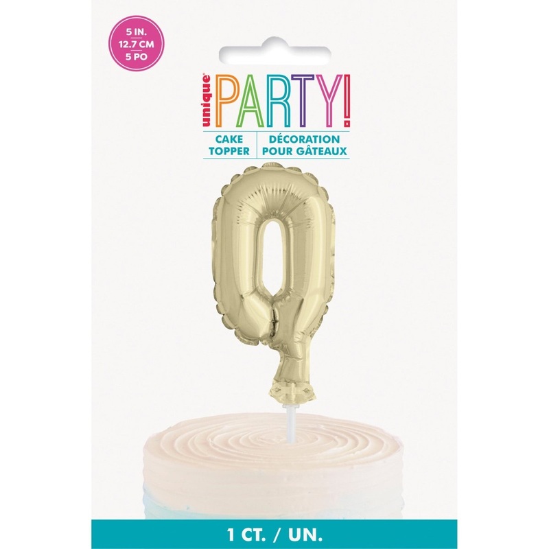 Golden Number 0 Foil Balloon Cake Topper, 1 Count