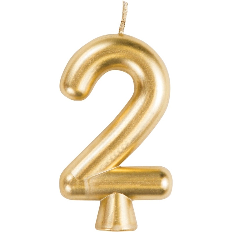 Golden Number 2 Birthday Candle, 1 Count