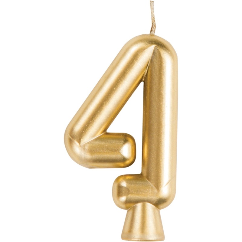 Golden Number 4 Birthday Candle, 1 Count