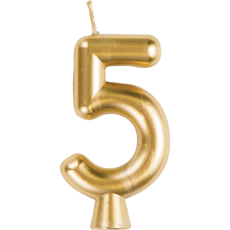 Golden Number 5 Birthday Candle, 1 Count