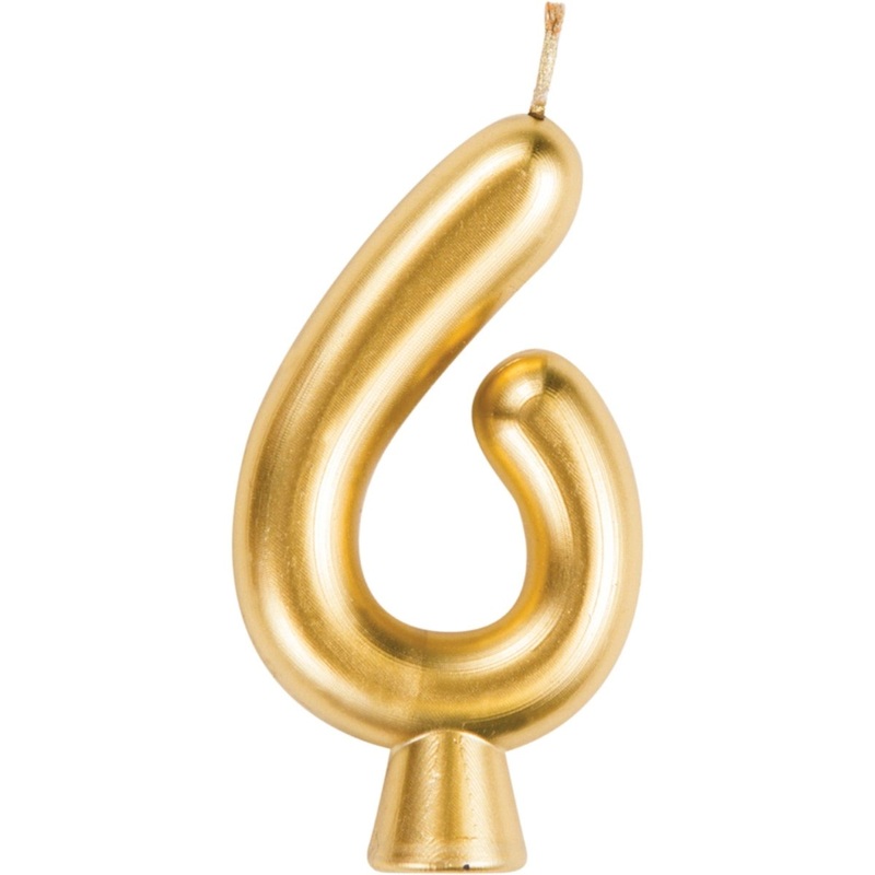 Golden Number 6 Birthday Candle, 1 Count