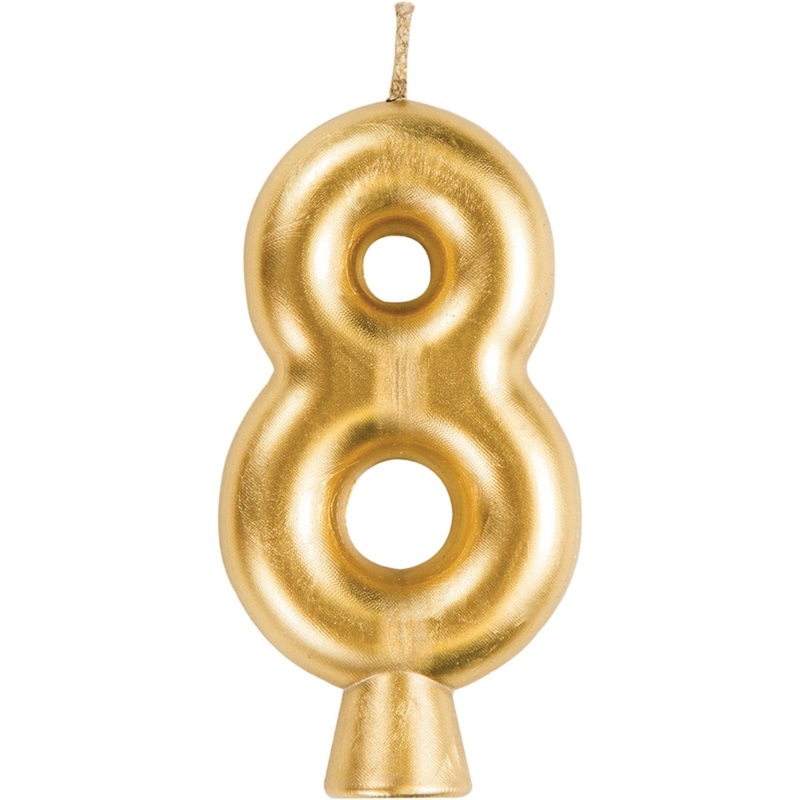Golden Number 8 Birthday Candle, 1 Count