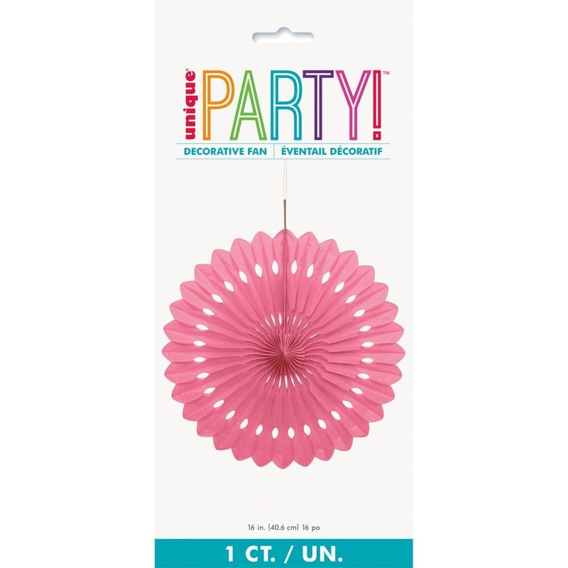 Hot Pink Decorative Paper Fan, 16 Inches, 1 Count