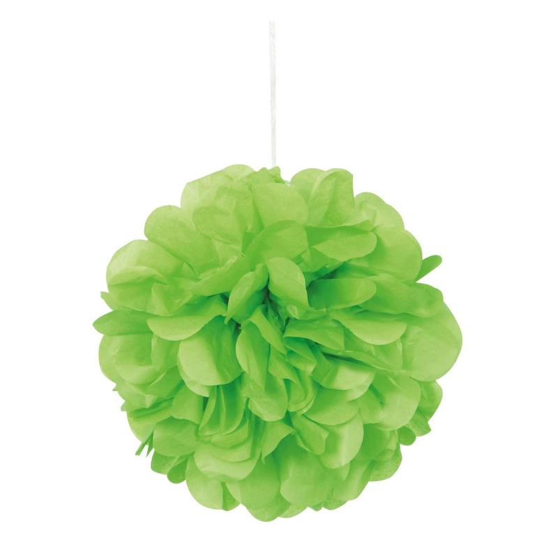 Kiwi Green Mini Puff Hanging Decorations, 9 Inches, 3 Count
