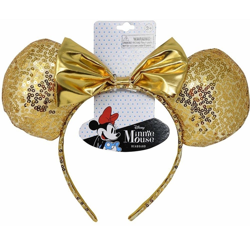 Minnie Mouse Gold Sequin Ear Headband with Bow, 1 Count