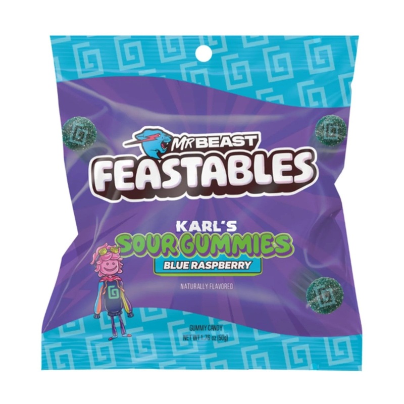 Mr. Beast Feastables Blue Raspberry Sour Gummies, 50g, 1 Count