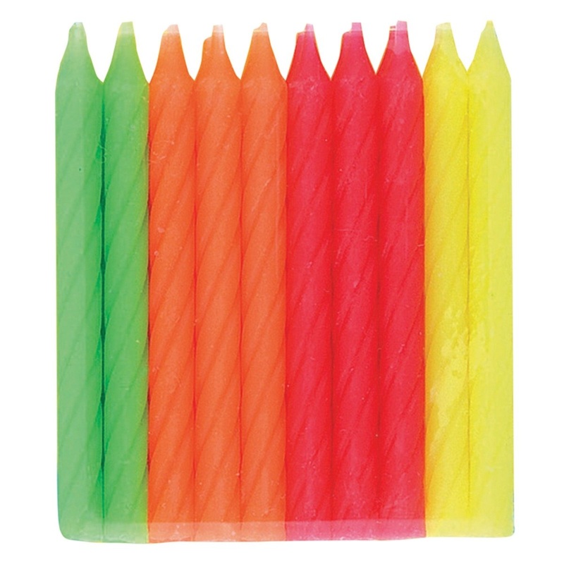 Neon Spiral Candles, 20 Count