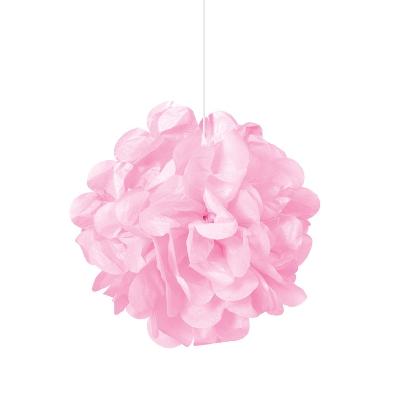 New Pink Mini Puff Hanging Decorations, 9 Inches, 3 Count