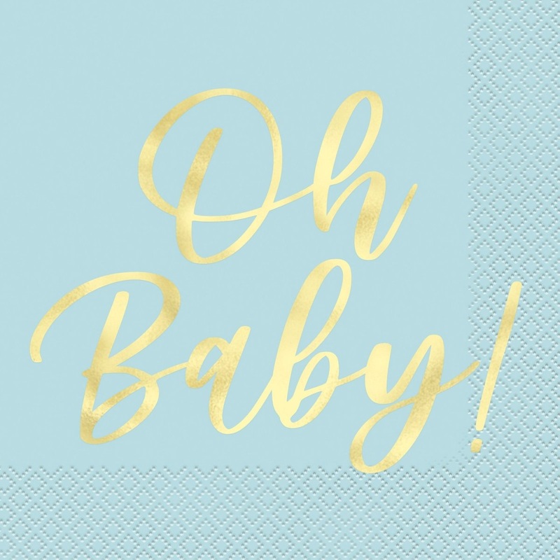 Oh Baby! Blue Large Lunch Napkins, 16 Count