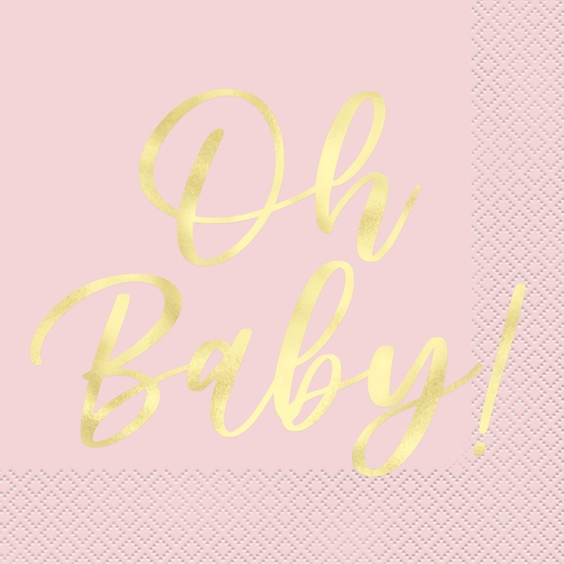 Oh Baby! Pink Large Lunch Napkins, 16 Count