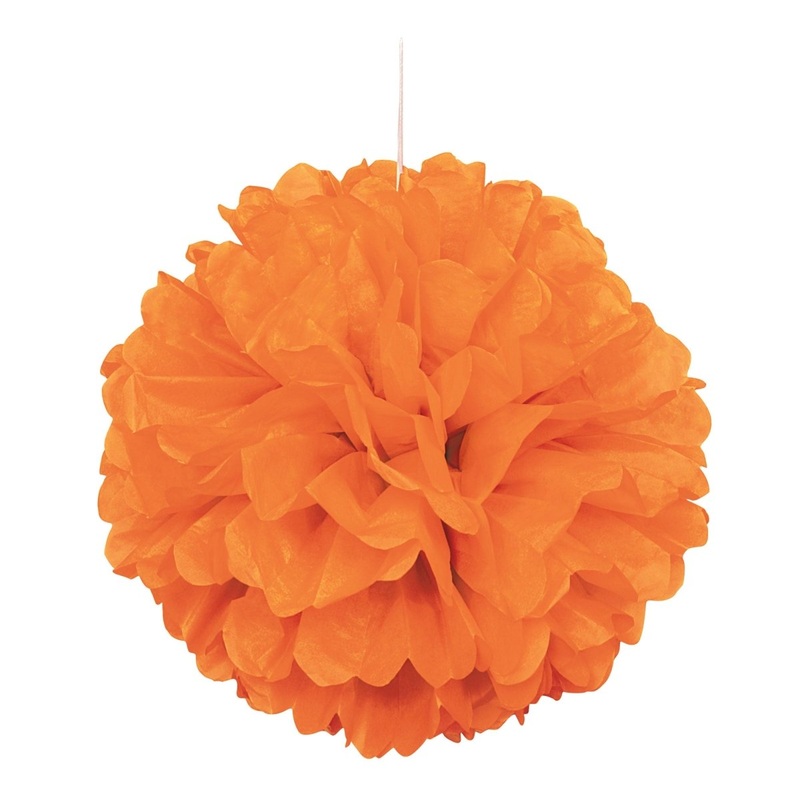 Orange Puff Hanging Decoration, 16 Inches, 1 Count