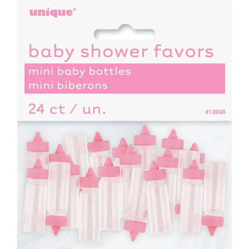 Pink Mini Plastic Baby Bottles, 24 Count